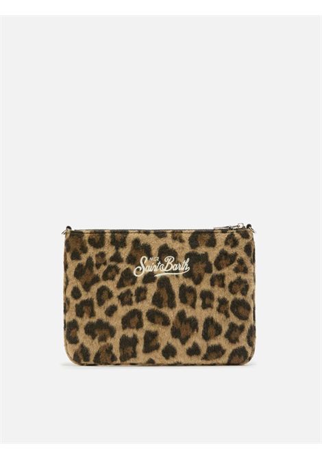 Pochette con logo SAINT BARTH | PAR0025 PARISIENNE FELT00223I LEOPARD MIDI 18EMB